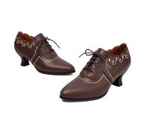 Women's Retro Brogue Style Pointed-Toe Court Shoes Traditional Bavarian Shoes to Match Beer Festival Outfits Essential Dirndl Partner Oktoberfest All Day Wear Brown