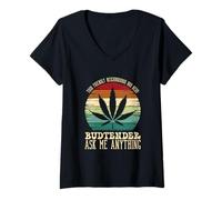 Womens Retro Budtender Humor Expert Ask Me Anything V-Neck T-Shirt