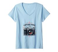 Women's Retro Camera Photography Creative Capture Style 1992 V-Neck T-Shirt