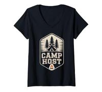Women's Retro Camp Host Grandma Trip Staff Crew Campers Counselor V-Neck T-Shirt