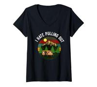 Women's Retro Campers Camping I Hate Pulling Out Vintage RV V-Neck T-Shirt