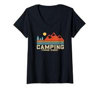 Womens Retro Camping - Fireside Stories for Hiking V-Neck T-Shirt