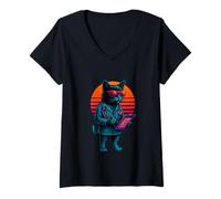 Womens Retro Cat Emergency Medical And Safety Services Manager V-Neck T-Shirt