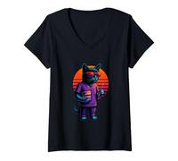 Womens Retro Cat Prosthetics Dental Laboratory Technician V-Neck T-Shirt