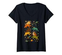 Women's Retro Cavalier King Charles Spaniel Golden V-Neck T-Shirt