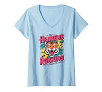 Women's Retro Christian The Heavens are Roaring Psalm 19:1 V-Neck T-Shirt