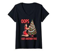 Womens Retro Christmas Oops I Got Another Tree V-Neck T-Shirt