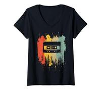 Women's Retro Classic Music Cassette Tape Vintage 80s 90s V-Neck T-Shirt