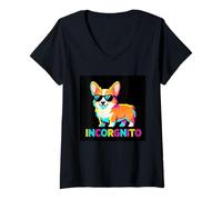 Women's Retro Corgi Cute Funny Youth Life from Dad Mom Dog Meme V-Neck T-Shirt