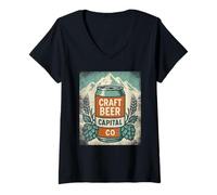 Womens Retro Craft Beer Capital Shirt Colorado Hops Can Brewery V-Neck T-Shirt