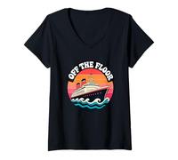 Women's Retro Cruise Ship Ocean Liner Nautical Travel Design V-Neck T-Shirt