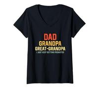 Women's Retro Dad Great Grandpa I Just Keep Getting Promoted V-Neck T-Shirt