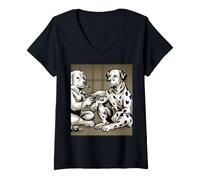 Women's Retro Dalmatian Getting Tattoo Smoking Dog Artist Funny Meme V-Neck T-Shirt