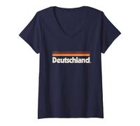 Women's Retro Deutschland Flag Germany German V-Neck T-Shirt