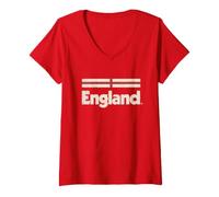 Women's Retro England Flag English Red V-Neck T-Shirt