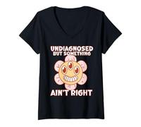 Women's Retro Flowers Undiagnosed Mental Health Issues Anxiety ADHD V-Neck T-Shirt