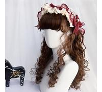 Women's Retro Fluffy Kinky Curly Long Wigs Dark Brown Lolita Cosplay Wig Court Princess Cute Doll-Like Looking Hairstyle Wig