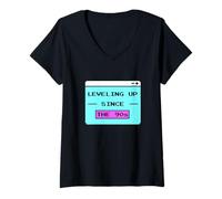 Womens Retro Gaming - Leveling up since the 90s Gamer V-Neck T-Shirt
