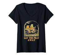 Womens Retro Gay The Pray Away Frog &Toad Say Gay Rights LGBT Pride V-Neck T-Shirt
