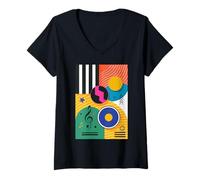 Women's Retro Geometric 80s Memphis Style V-Neck T-Shirt