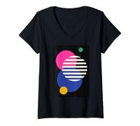 Women's Retro Geometric 80s Memphis Style V-Neck T-Shirt