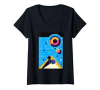 Women's Retro Geometric 80s Memphis Style V-Neck T-Shirt