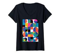 Women's Retro Geometric 80s Memphis Style V-Neck T-Shirt
