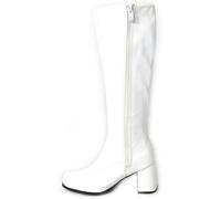 Womens Retro Go Go Boots - 60s 70s Fancy Dress Party Costume Boots UK Sizes 3-12 (White, UK Footwear Size System, Adult, Women, Numeric, Medium, 8)