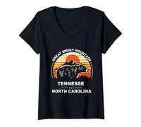 Womens Retro Great Smoky Mountains National Park Nature Lover V-Neck T-Shirt