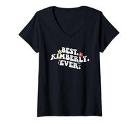 Women's Retro Groovy Best Kimberly Ever First Name Mother's Day Girl V-Neck T-Shirt
