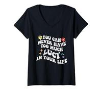 Womens Retro Groovy You Can Never Have Too Much LUCY In Your Life V-Neck T-Shirt