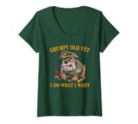 Women's Retro Grumpy Old Vet DO What Want Eat Crayons Dad BOD Proud V-Neck T-Shirt