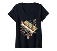 Womens Retro Halloween Cassette Scary Spooky Music Horror Men Women V-Neck T-Shirt