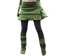 Womens Retro High-Waisted Pants Skirt, Boho Layered Color-Block Long Pants Skirt, Ethnic Style Tight-Fitting Skirted Leggings, Green, Large