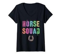 Womens Retro Horse Squad Ranch Cowgirl Wild Horseback Country Vibes V-Neck T-Shirt