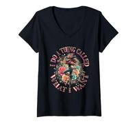 Womens Retro I Do A Thing Called What I Want Western Cowgirl Rodeo V-Neck T-Shirt