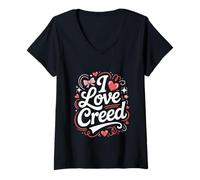 Womens Retro I Love Creed First Name Personalized Heart Kids Women V-Neck T-Shirt