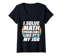 Womens Retro I Solve Math Problems Like It's My Back to School V-Neck T-Shirt