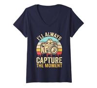 Womens Retro I'll Always Capture The Moment Camera Photographer V-Neck T-Shirt