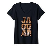 Womens Retro Jaguar V-Neck T-Shirt