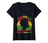 Women's Retro Juneteenth Women Emancipation Day Free-ish Since 1865 V-Neck T-Shirt