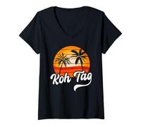 Womens Retro KOH Tao Sunset Palm Trees Vintage Travel Design V-Neck T-Shirt