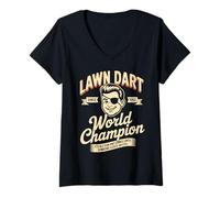 Women's Retro Lawn Dart Champion Yard Darts 1970s Nostalgic V-Neck T-Shirt