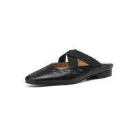 Womens Retro Leather Cross Elastic Band Flat Classic Closed Pointed Toe Slingback Low Heel Comfort Memory Foam Slingback Slip On Loafers, black, 7 UK