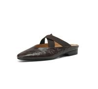 Womens Retro Leather Cross Elastic Band Flat Classic Closed Pointed Toe Slingback Low Heel Comfort Memory Foam Slingback Slip On Loafers, brown, 6 UK
