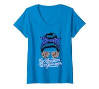 Women's Retro Lets GO Blue Team Games Begin Competition Field Day V-Neck T-Shirt