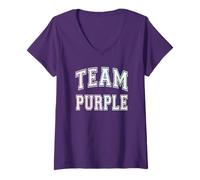 Women's Retro Let's Go Team Purple Tournament Game Day Competition V-Neck T-Shirt