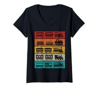 Womens Retro Locomotive Train Lovers Railroad Conductor Vintage Men V-Neck T-Shirt