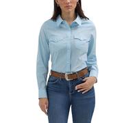 Wrangler Women's Western Women's Retro Button-Down Shirt, Cool Blue, M