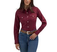 Wrangler Women's Western Women's Retro Button-down Shirt, Wine, L